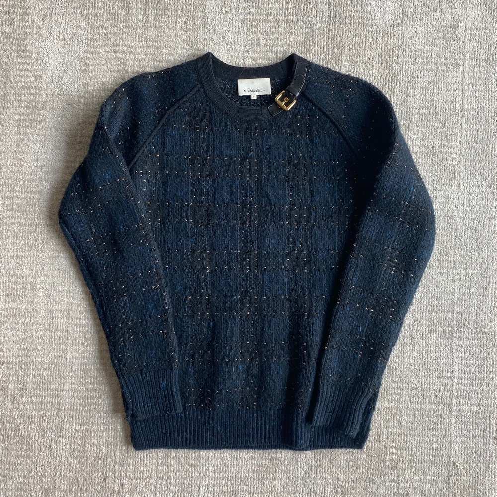3.1 Phillip Lim Buckle Neck Plaid Sweater